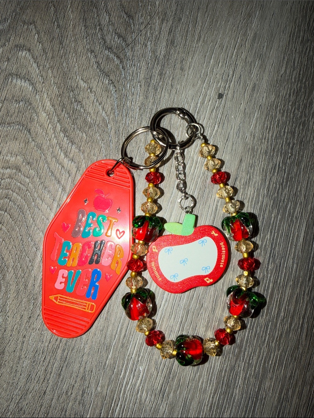 custom bag charm/keychain (apple/teacher theme)